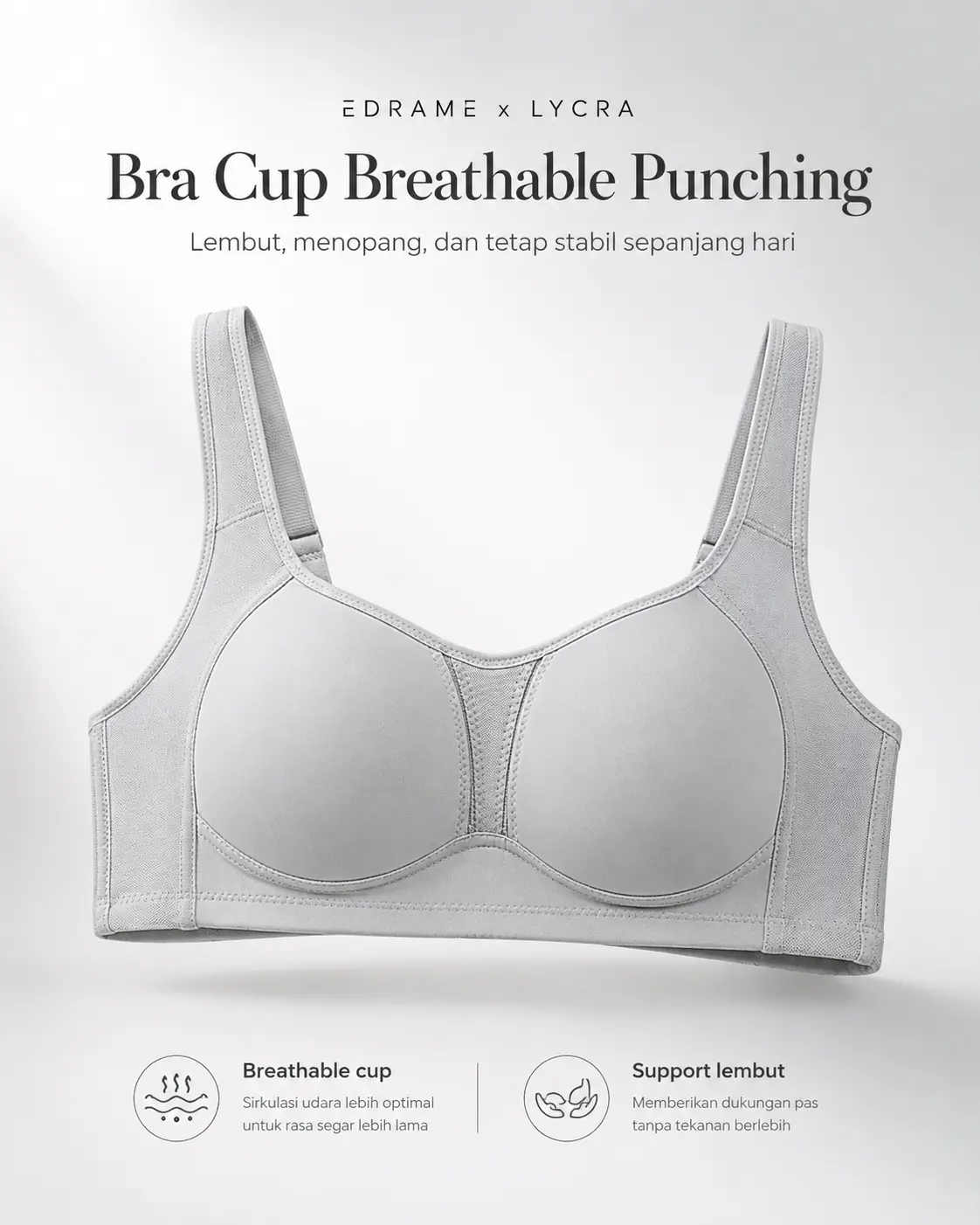EDRAME bra big cup tanpa kawat 633 dengan panel samping tinggi — tampilan produk