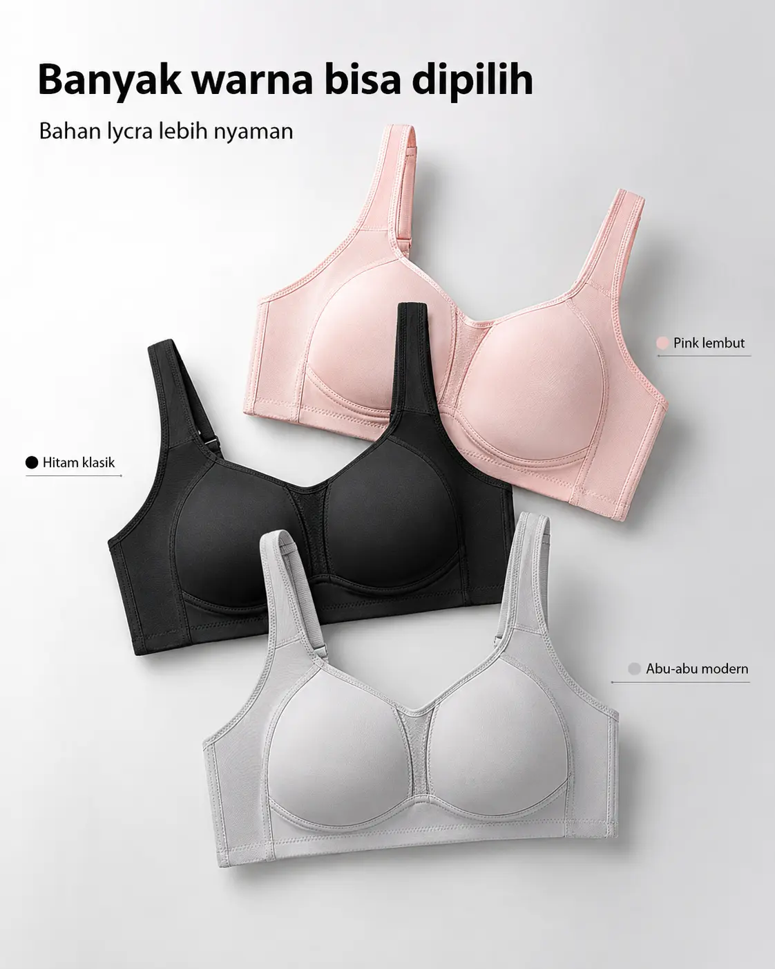 EDRAME bra big cup tanpa kawat 633 dengan panel samping tinggi — detail 7
