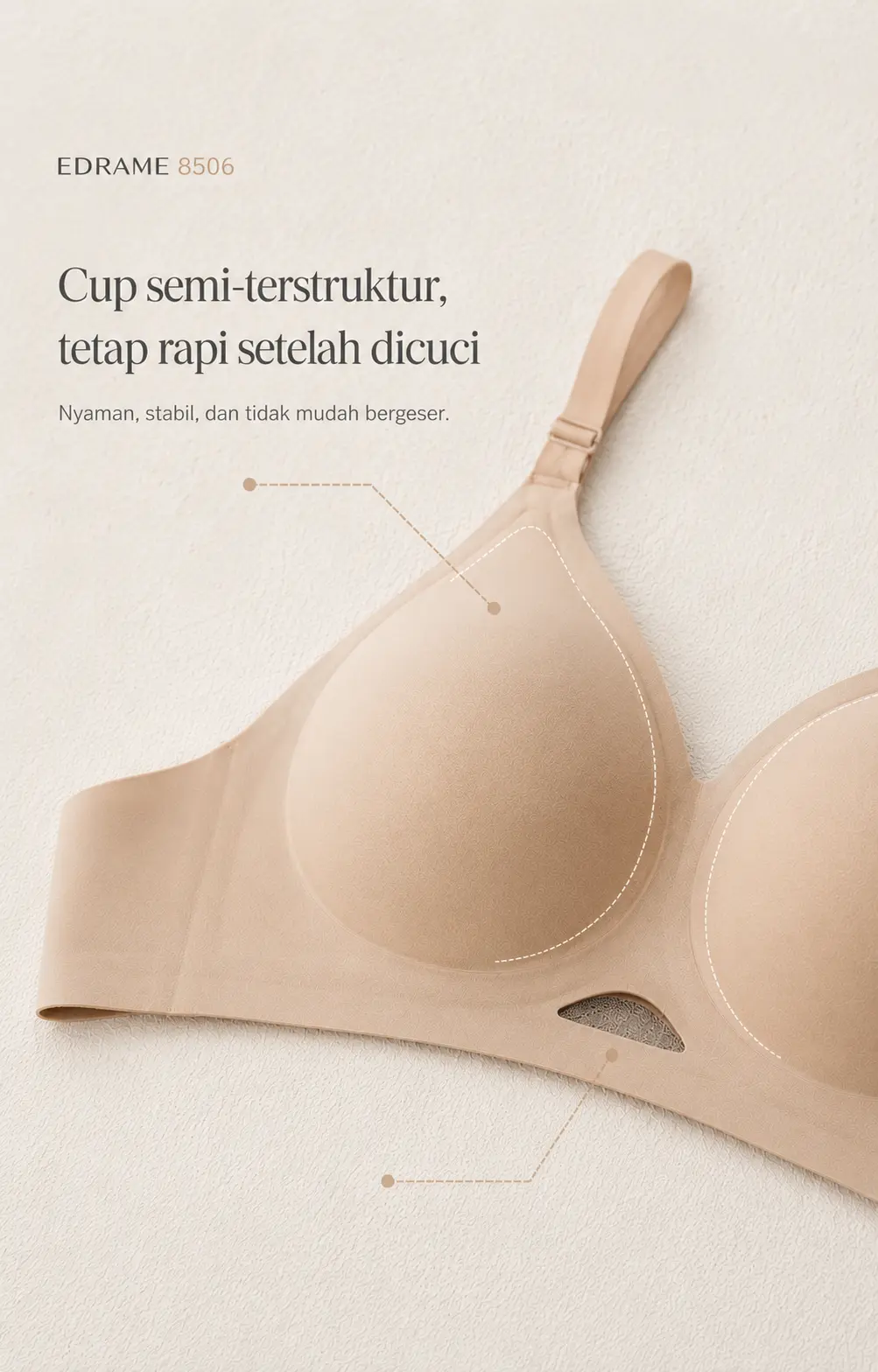 EDRAME bra seamless tanpa kawat 8506 dengan jelly support — tampilan produk