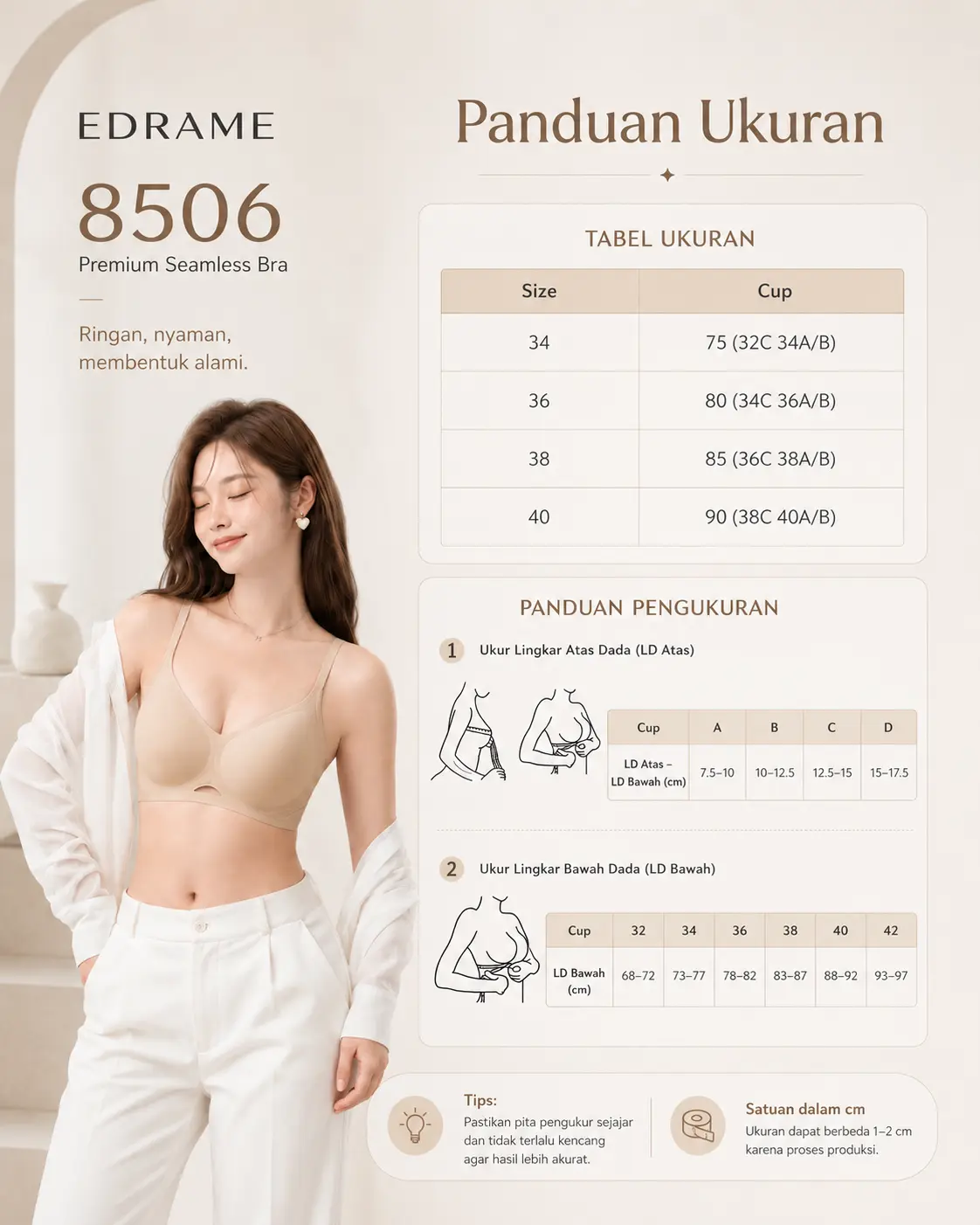 EDRAME bra seamless tanpa kawat 8506 dengan jelly support — detail 9